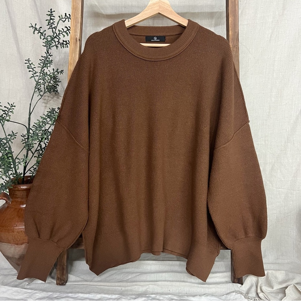 LILLUSORY Brown Oversized Batwing Sweater